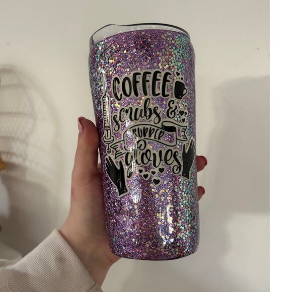Coffee, scrubs, and rubber gloves, Tumblr with lid - Picture 1 of 1